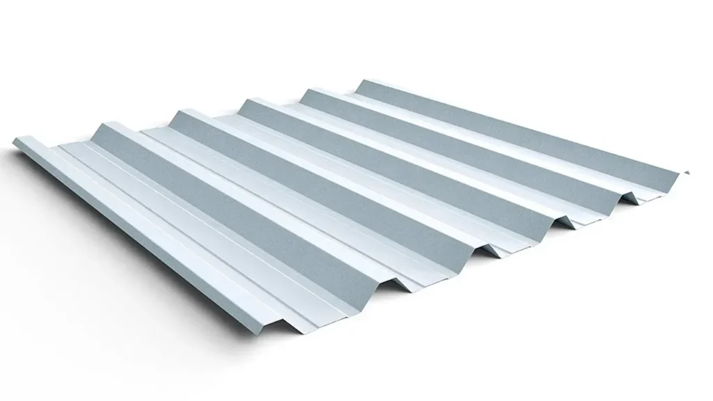 Telha galvalume com um fundo branco