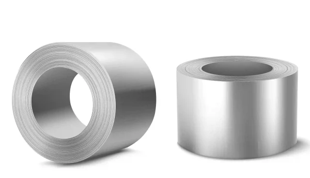 Dois rolos de aço laminado.